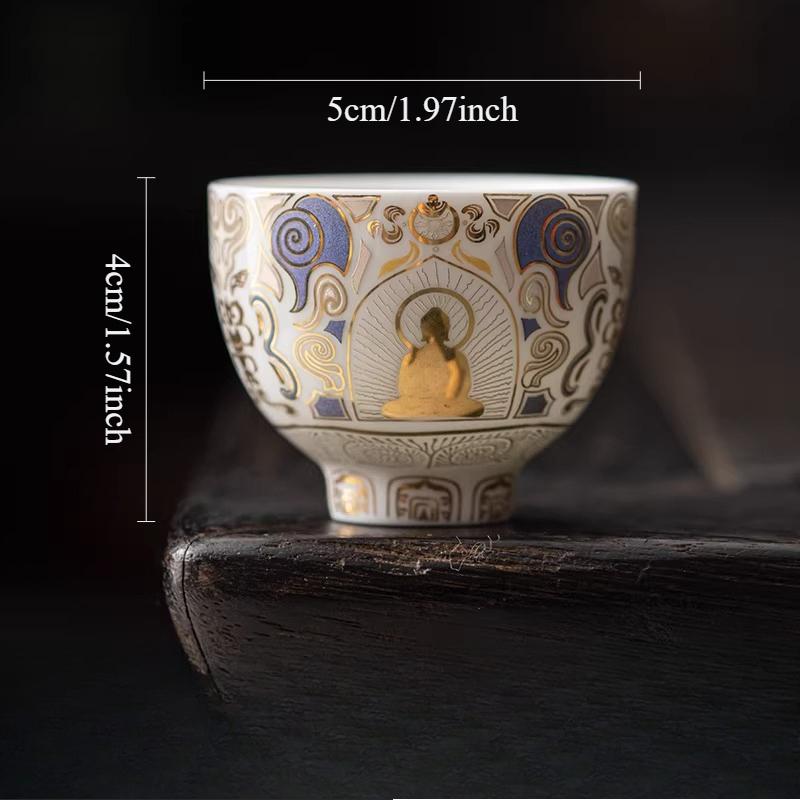 

40ml Buddha Statue Tea Cup White Porcelain Buddha Light Tea Cup Chinese Small Capacity Drinking Utensils Home Master s Cup 40ml белый