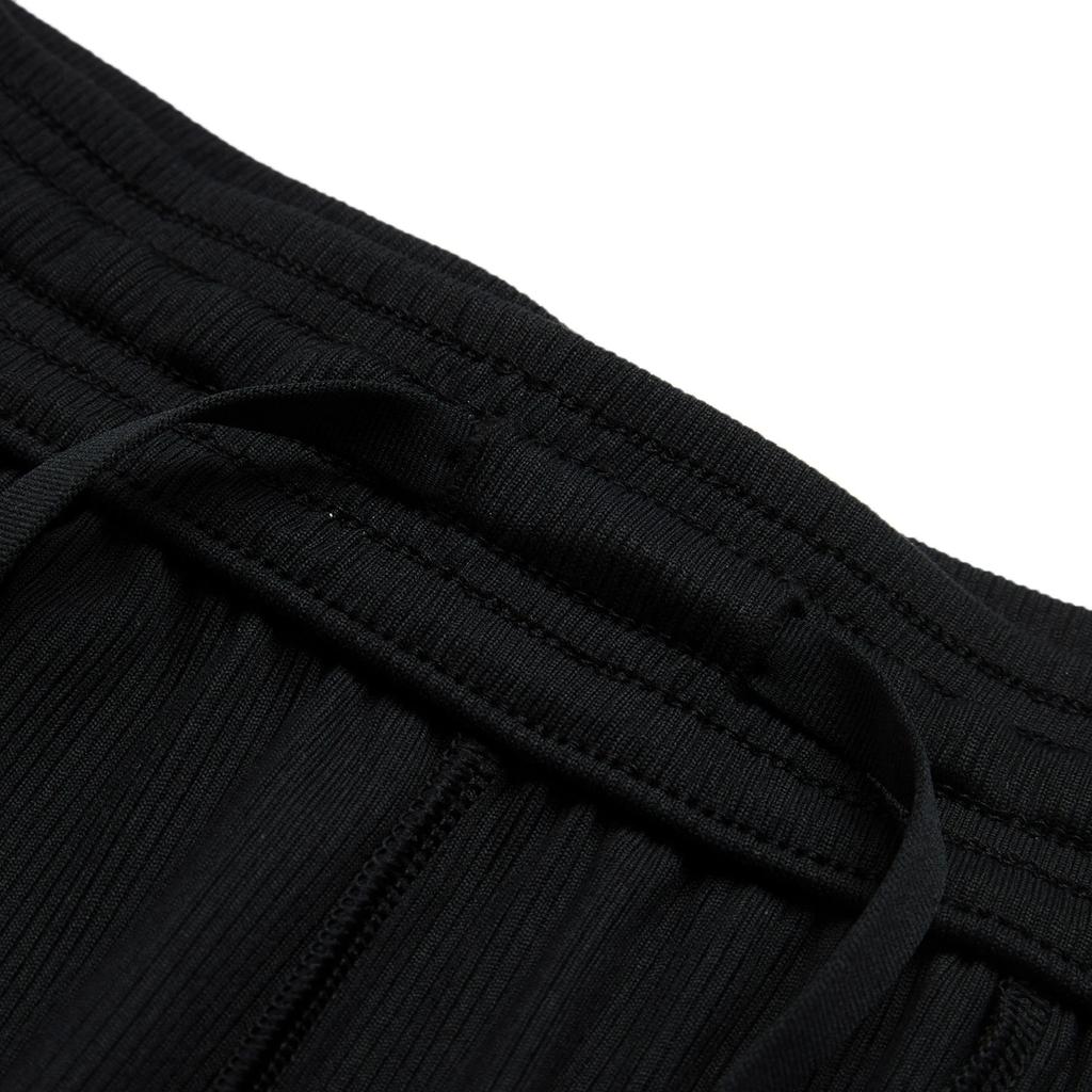 Li Ning Fitness Series Solid Color Mid Waist Comfortable Loose Cuff Knit Sports Pants Women Bottoms Black AKLU486-4