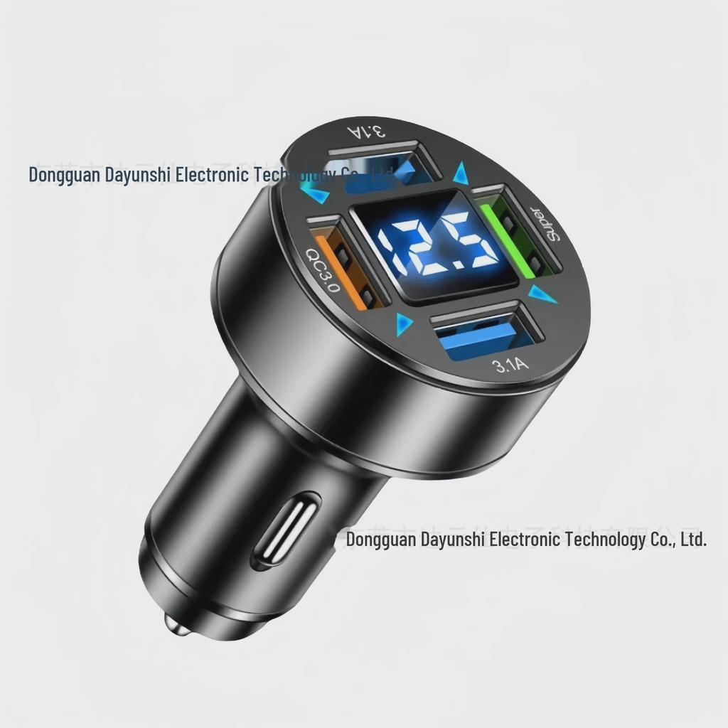 66W Multi-Port Car Charger with Digital Display and Fast Charging for Cigarette Lighter