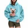 Women'S Pet Hooded Sweater Front Kangaroo Hold Cat And Dog Pocket Loose Shoulder Long Sleeve Fleece Sweater