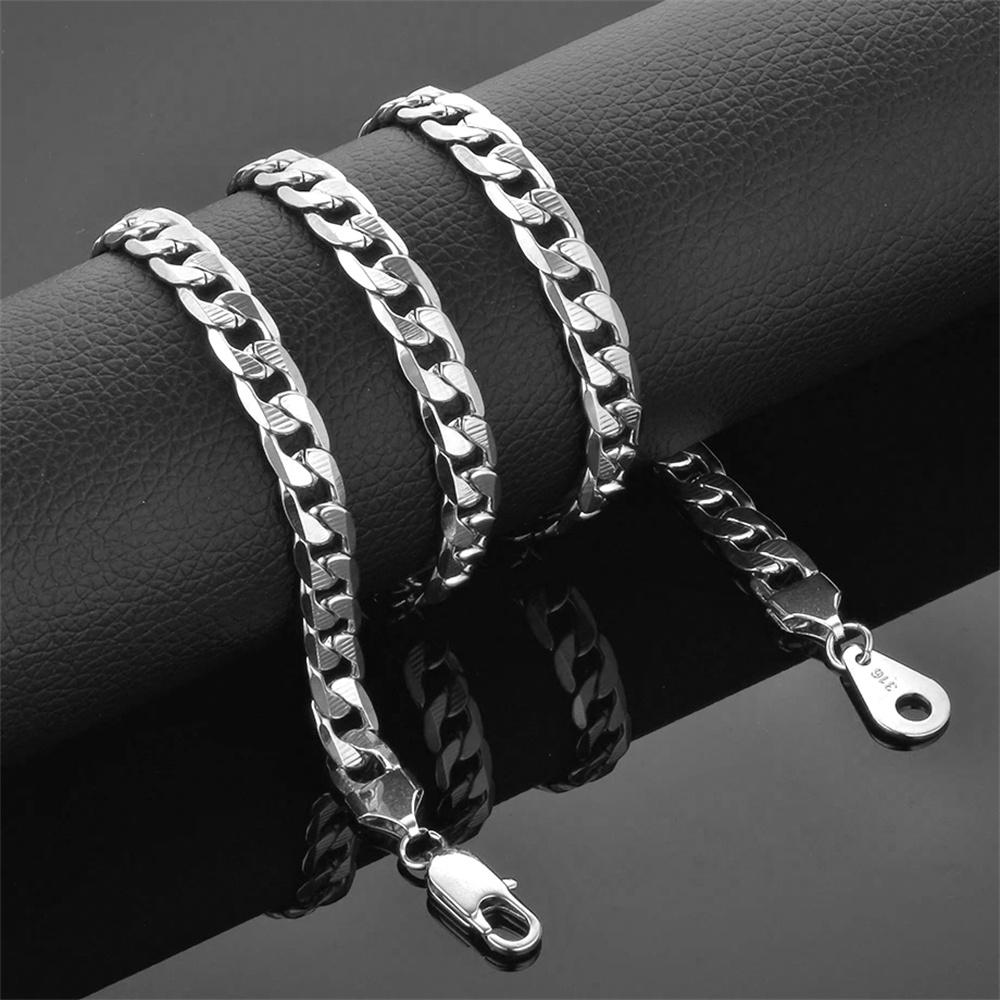 Hip Hop Cuban Link Chains 8mm Silver Gold Color Stainless Steel Embossing Chain Necklaces For Men Women Vintage Jewelry Gift