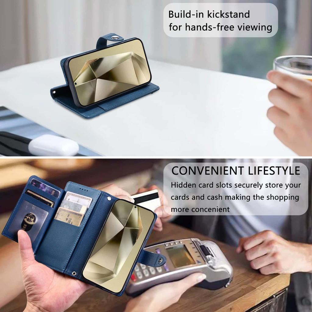 WEFOR Wallet Case for Samsung Galaxy S26 S25 S24 S23 Ultra with Card Holder Wrist Strap Magnetic Flip Zipper Leather Phone Cover