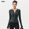 Dámské tričko Henley s dlouhým rukávem na jógu - Slim Fit Activewear pro běh a trénink