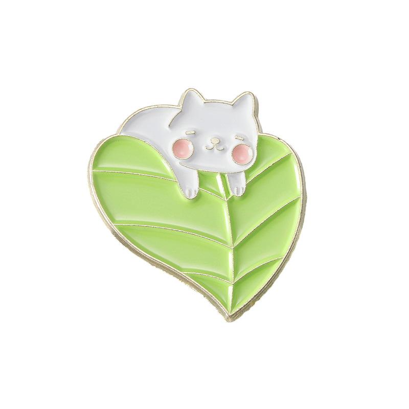 

Eyecatching Metal Brooch In Unique Cartoon Style With Plant And Cute Cat Themes For Fashion Lovers XZ8365