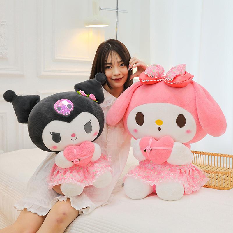 Romantic Flower Sea Kuromi Doll Melody Plush Toy Large Stuffed Doll Birthday Gift