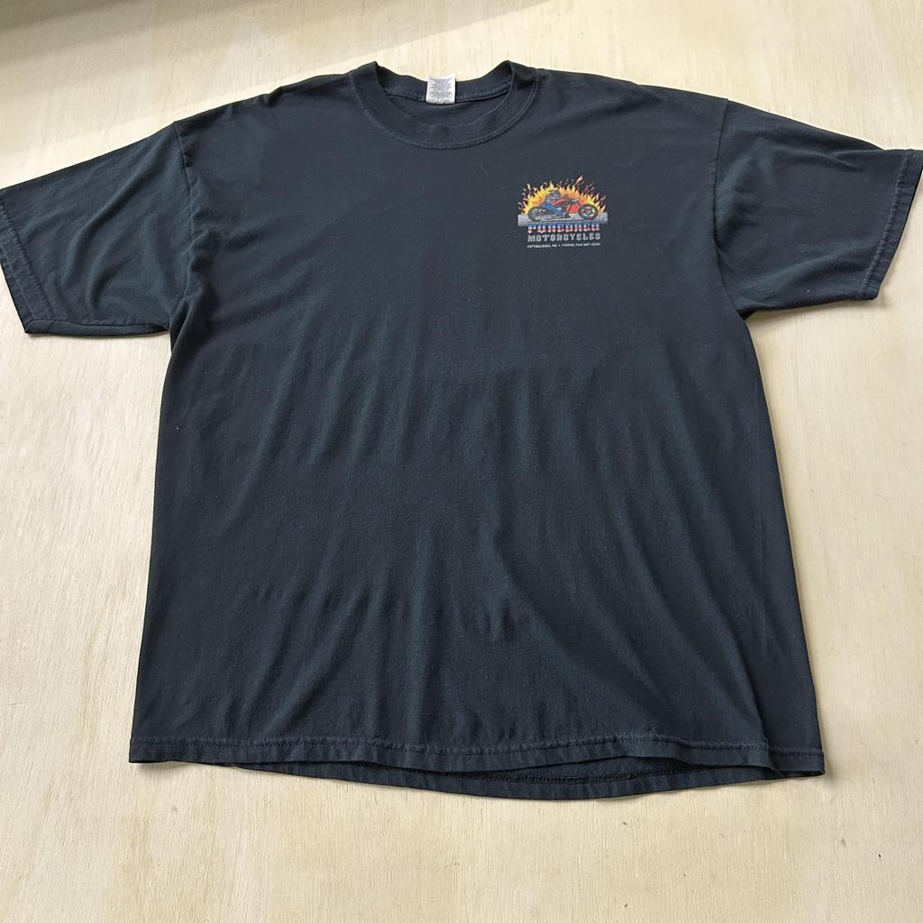 Purebred Motorcycles Shirt Mens 2XL Black Bulldog Flames Mullet Tee Jerzees Unisex T-Shirt