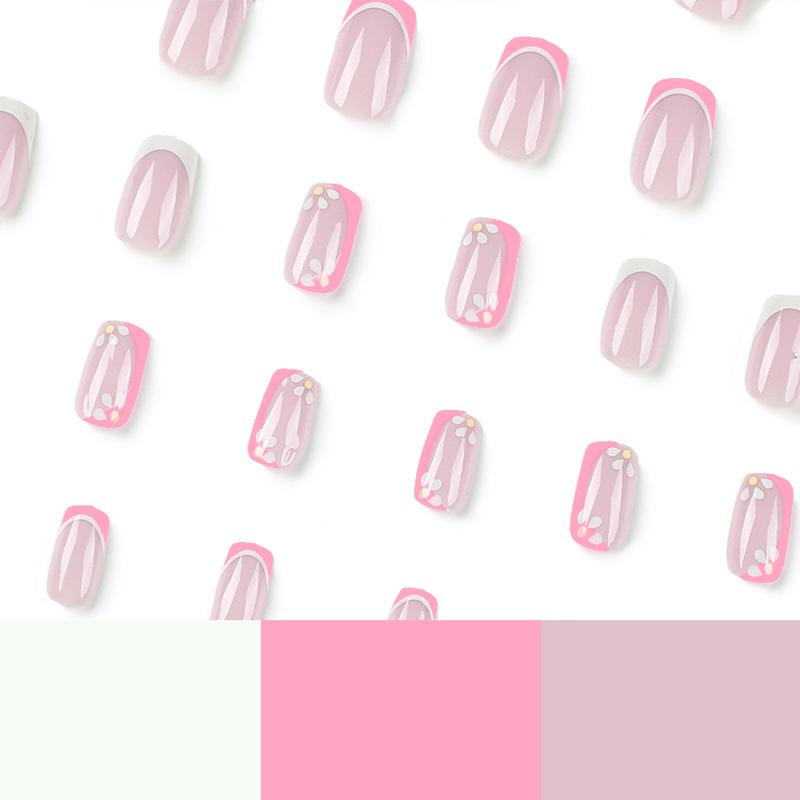 Wearable nail sticker white powder contrasting color French flower wearable nail sticker manicure piece manicure nails