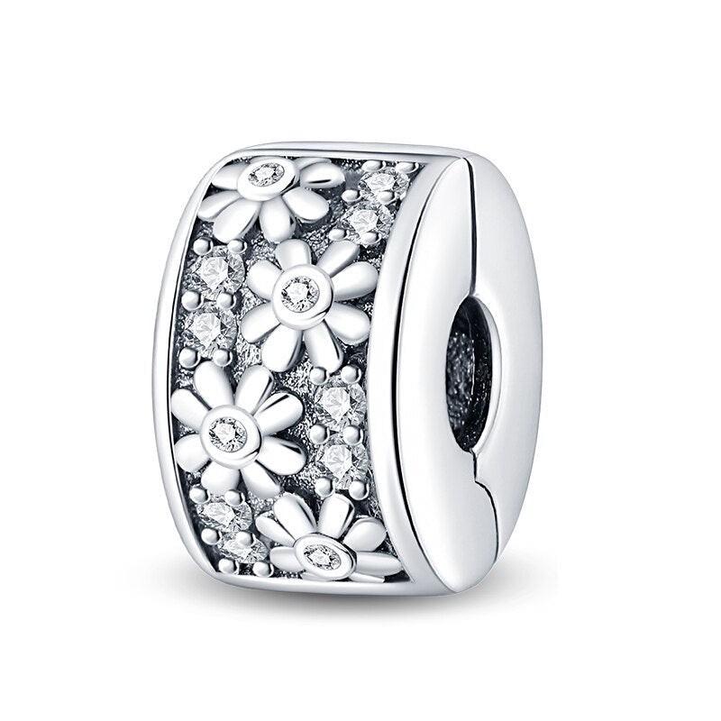 Copper Round Hole Flower Clip Beads Suitable For European Original Bracelets Diy Accessories Fashion Jewelry