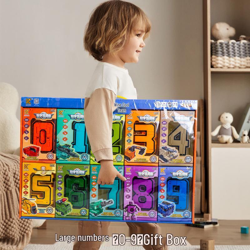 Number Transforming Robot Toy Set for Kids: 0-9 Educational Assembly for Elementary Students