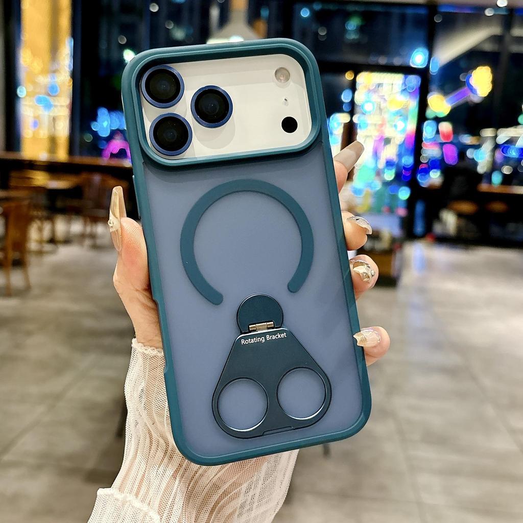 iPhone17Air Double Ring 360 Magnetic Stand Frosted Apple 16ProMax Protective Case