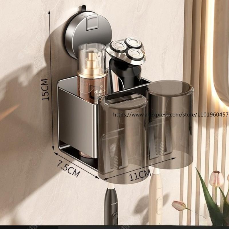Bathroom Suction Cup Toothbrush Shelf Wall-mounted Non-punching Electric Toothbrush Toothpaste Mouthwash Cup Storage Shelf