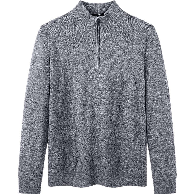 

Septwolves Men s Pure Wool Half-Zip Diamond Pattern Jacquard Sweater XL