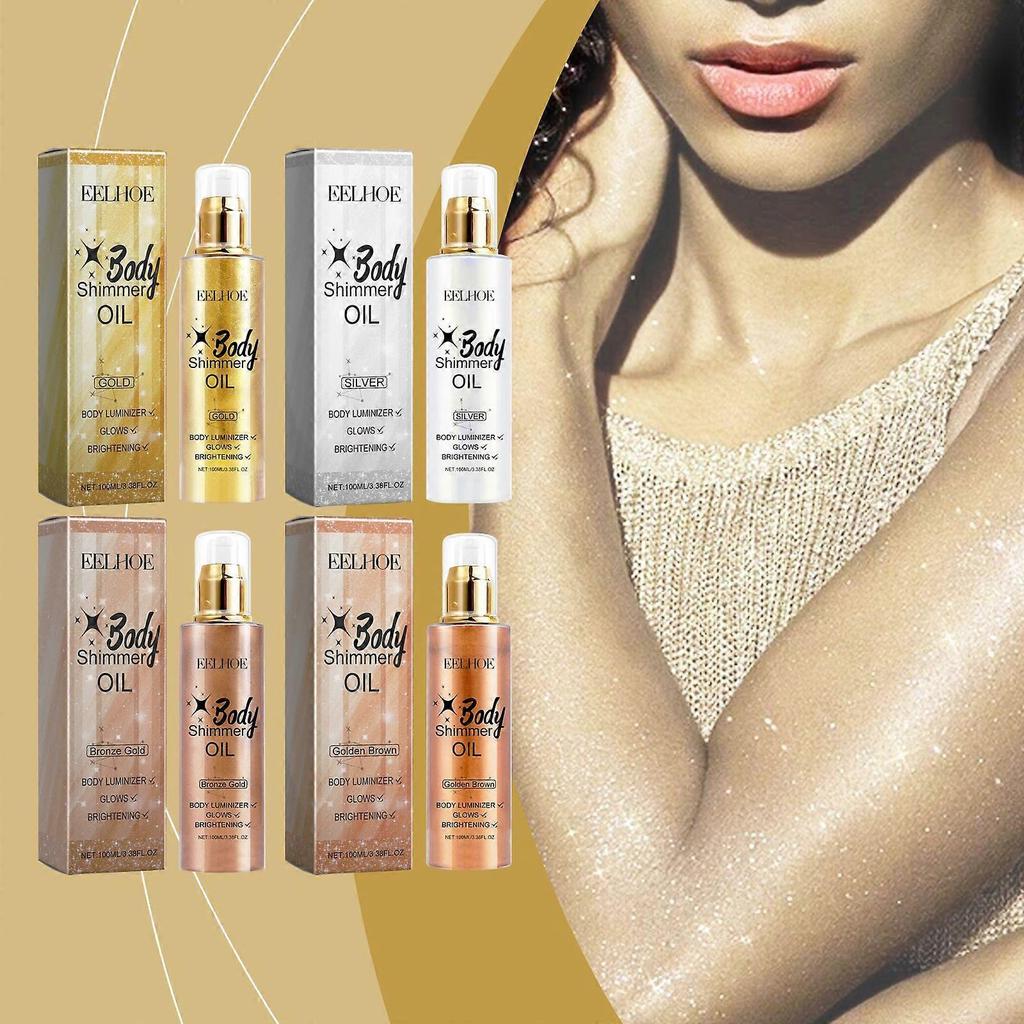 Shimmering Body Glitter Oil - Instant Radiant Glow, Nourishing Mica Highlight for Sexy Beach Look, 100ml