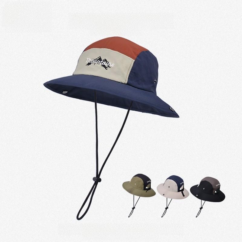 Printed Letter Color Blocked Neutral Summer Sunshade Casual Hat Fisherman
