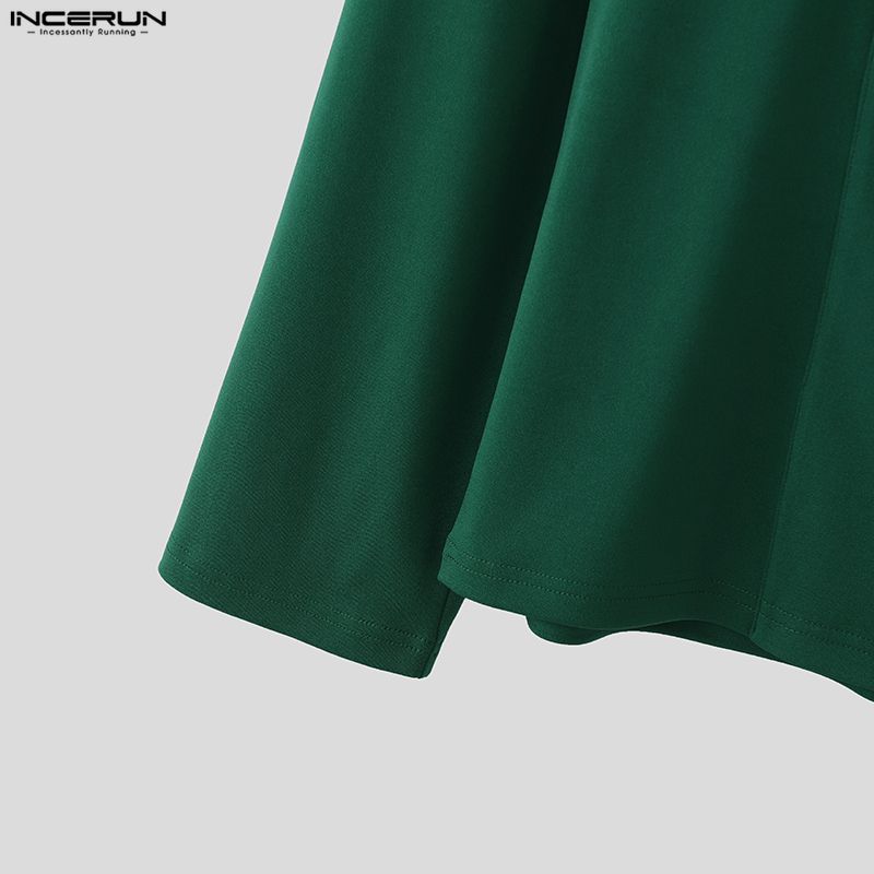 INCERUN Oversized Men's High Neck Long Sleeve Casual Loose T-shirts Tops