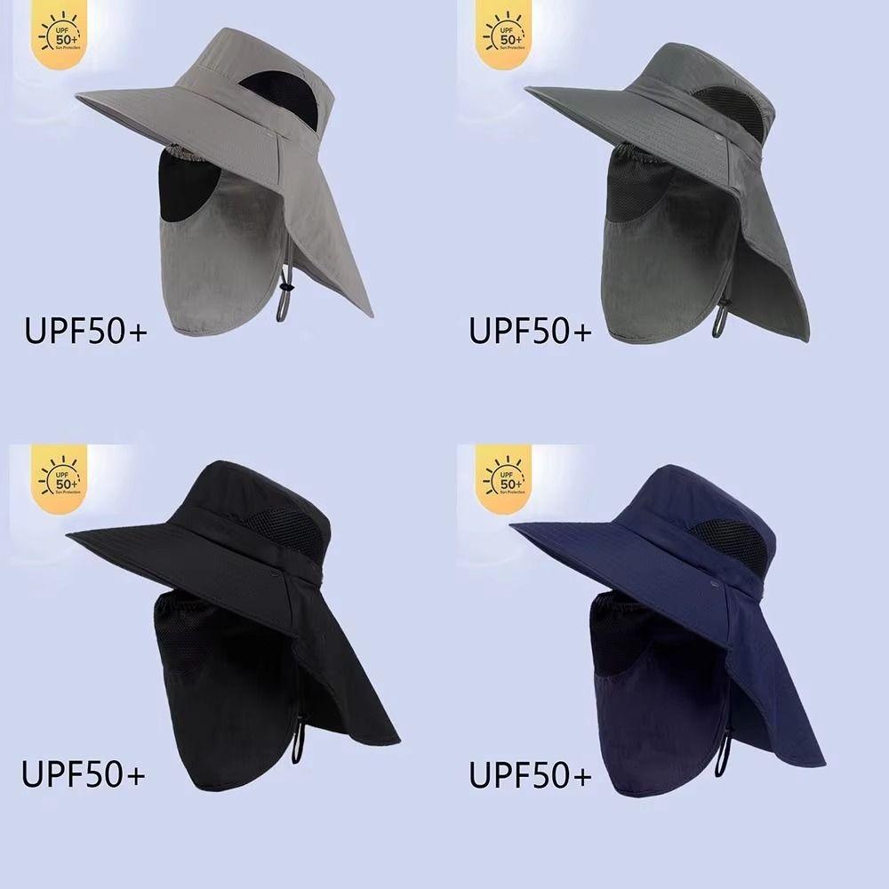 Wide Brim Bucket Hat Caps Mask Set Sun Hat Durable Fisherman Hat  Hiking