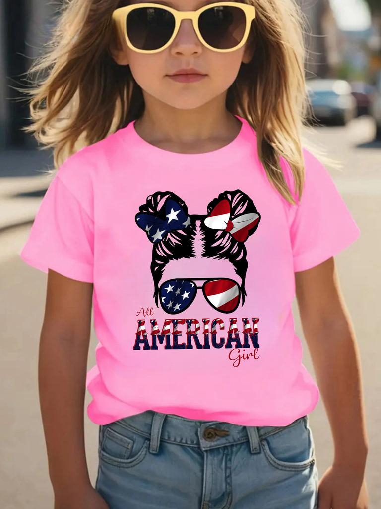 Summer Fashion Girls Short Sleeve T-Shirt Printed Casual Versatile Top