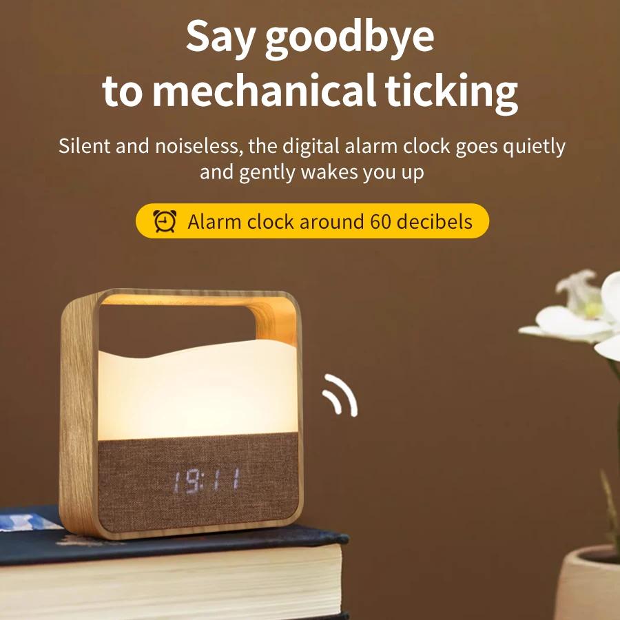 Portable Led Table Lamp Rechargeable Desktop Night Lights with Clock Time Display Sleeping Bedside Light Portable Room Light