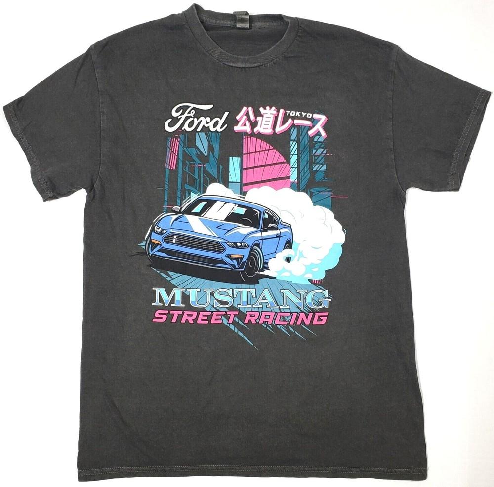 FORD Mustang T-shirt Tokyo Street Racing Tee Men s MEDIUM Black Mineral Wash New Unisex T-Shirt S