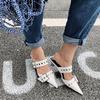 New Stiletto Sandals Women Pointed Toe Low Heel Slipper Women Muller Shoes Lazy Shoes Ladies Sexy Sandalias De Las Mujeres