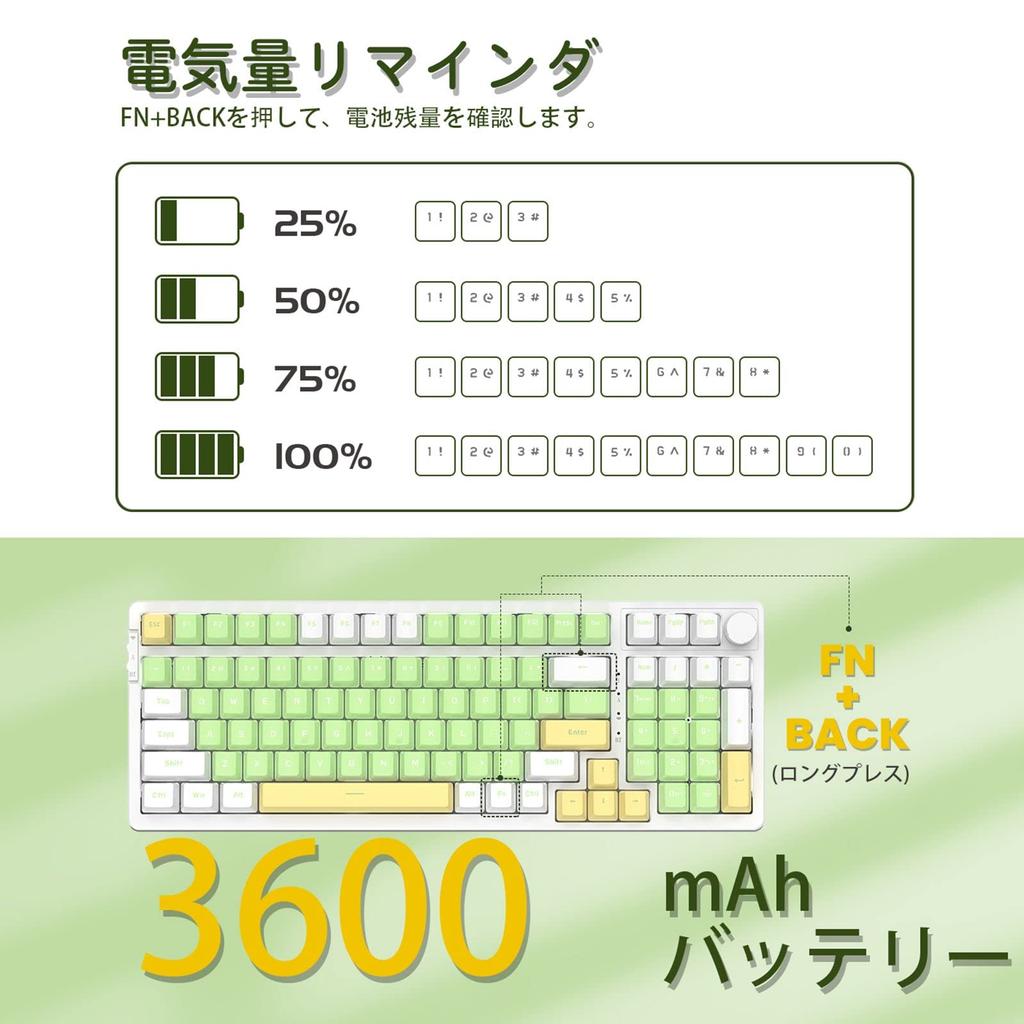 A.JAZZ AK992 Mechanical Gaming Keyboard, BT5.0Wireless 2.4GhzWired Type-C, Side Slide Switches, Red Switches, 99 Anti-Ghosting Keys, Hot-Plug Design,