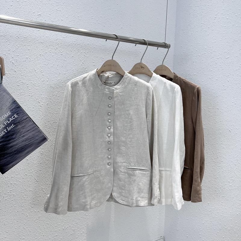 Spring Artistic Loose Chinese Stand Collar Long Sleeved Jacket Women's