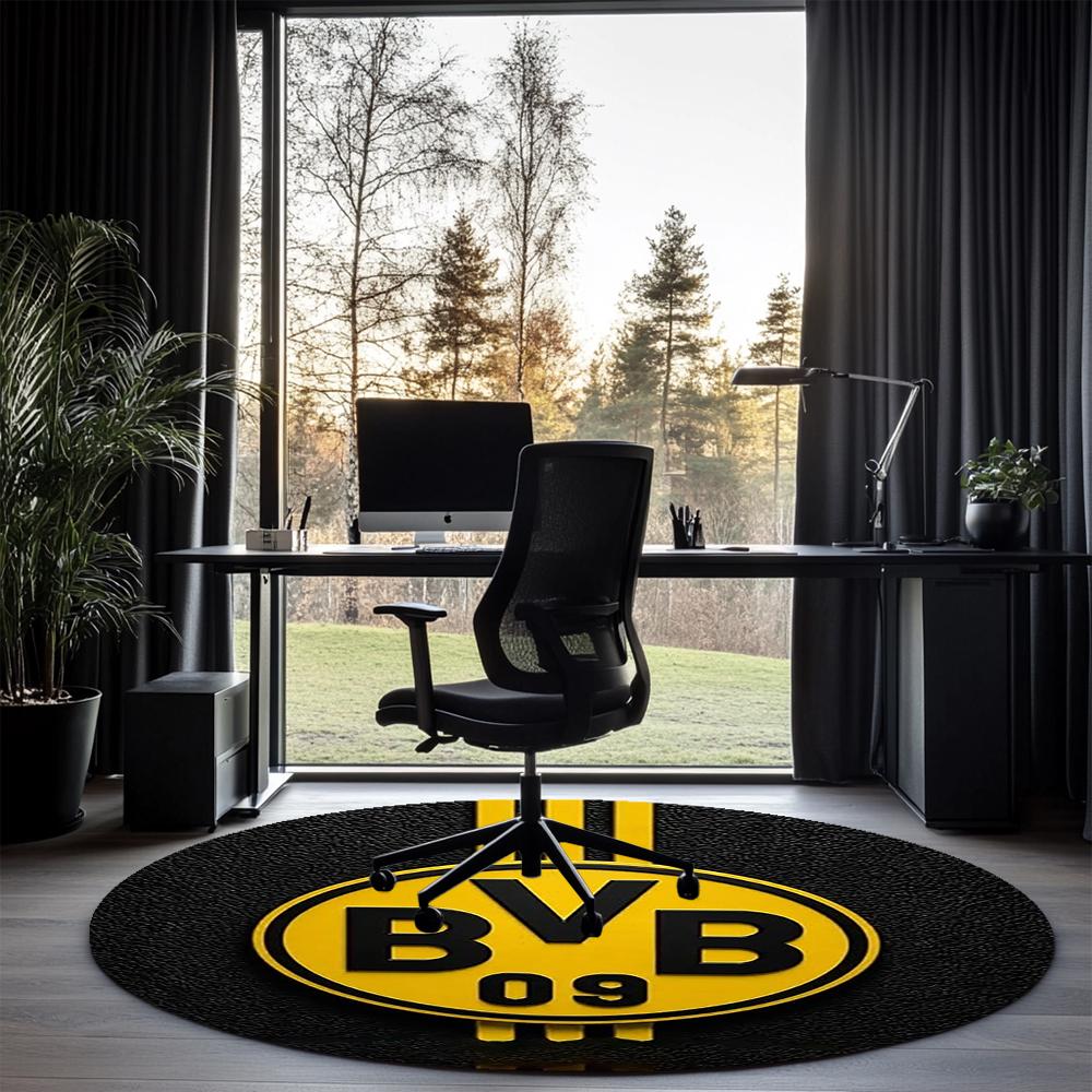 Borussia Dortmund Printed Round Rug Carpet Chair Rug Area Rug Entryway Doormats,for Office Chair Living Room Bedroom Kitchen Room.