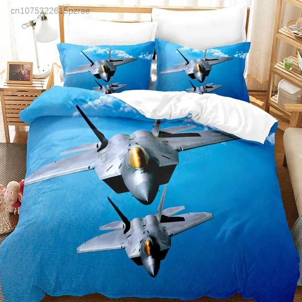 Fighter Fire King Queen Full Duvet Cover Cool Airplane Bedding Set Military Fans Quilt Cover Red Black Polyester Comforter Cover
