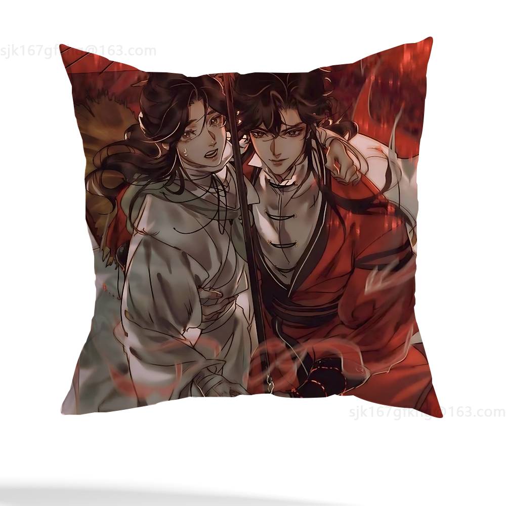 Anime Tian Guan Ci Fu Pillow Case Square Double-Sided Printing Short Plush Sofa Cushion Cover Bedroom Bedside Pillow