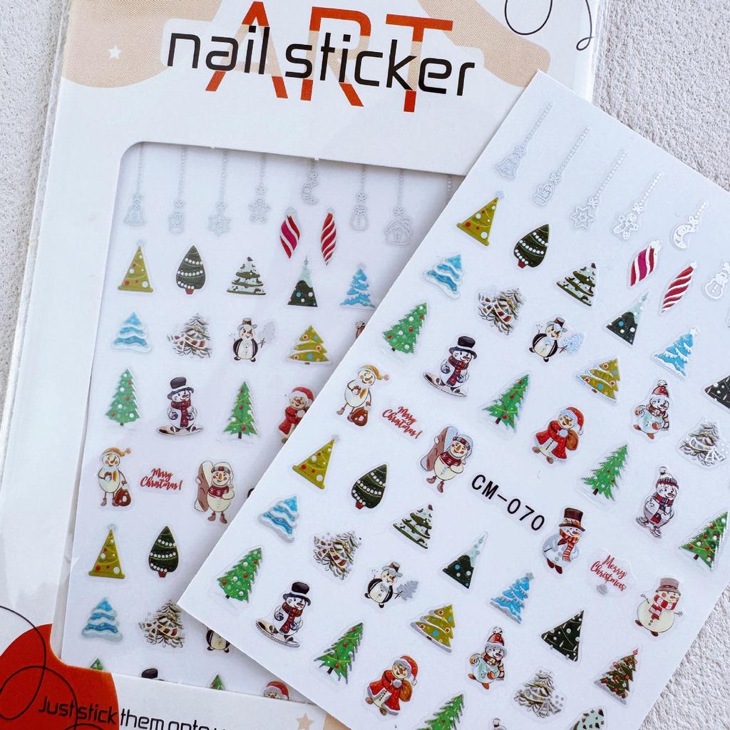 Snowflake Santa Claus Silver Nail Stickers - Christmas Decoration, Hot Seller in Cross-border E-commerce