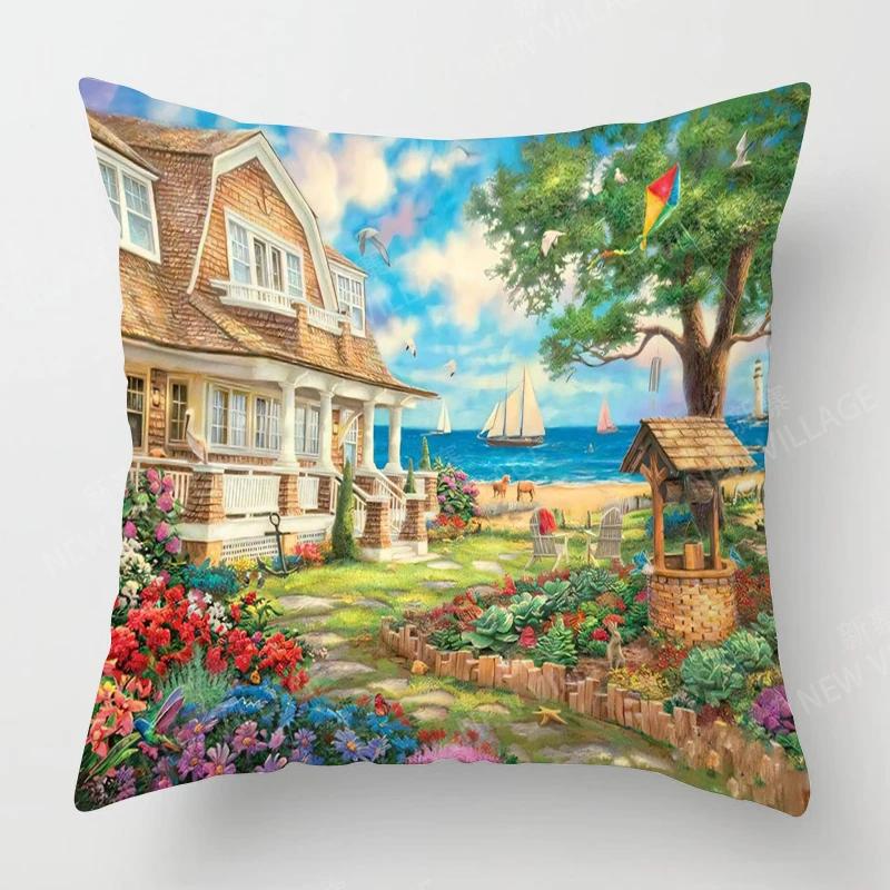 Heim Wohnzimmer Dekoration Kissenbezüge Vintage Ölmalerei Stil Wurfkissenbezug 45*45 Kissenbezug 40x40cm 50x50 45x45