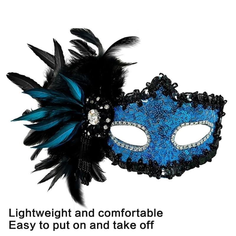 Halloween Costume Mask Feather Mask Masquerade Mask Party Mask Venetians Mask Rhinestones Mask Half Face Mask