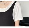 Stylish 2026 Summer Maternity Dress - Faux Two-Piece, Conceals Pregnancy