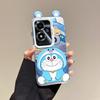 KEYSION Cute Ear Cartoon Case for OPPO A79 5G with Lanyard Soft Silicone+PC Shockproof Phone Back Cover for OPPO A79 5G