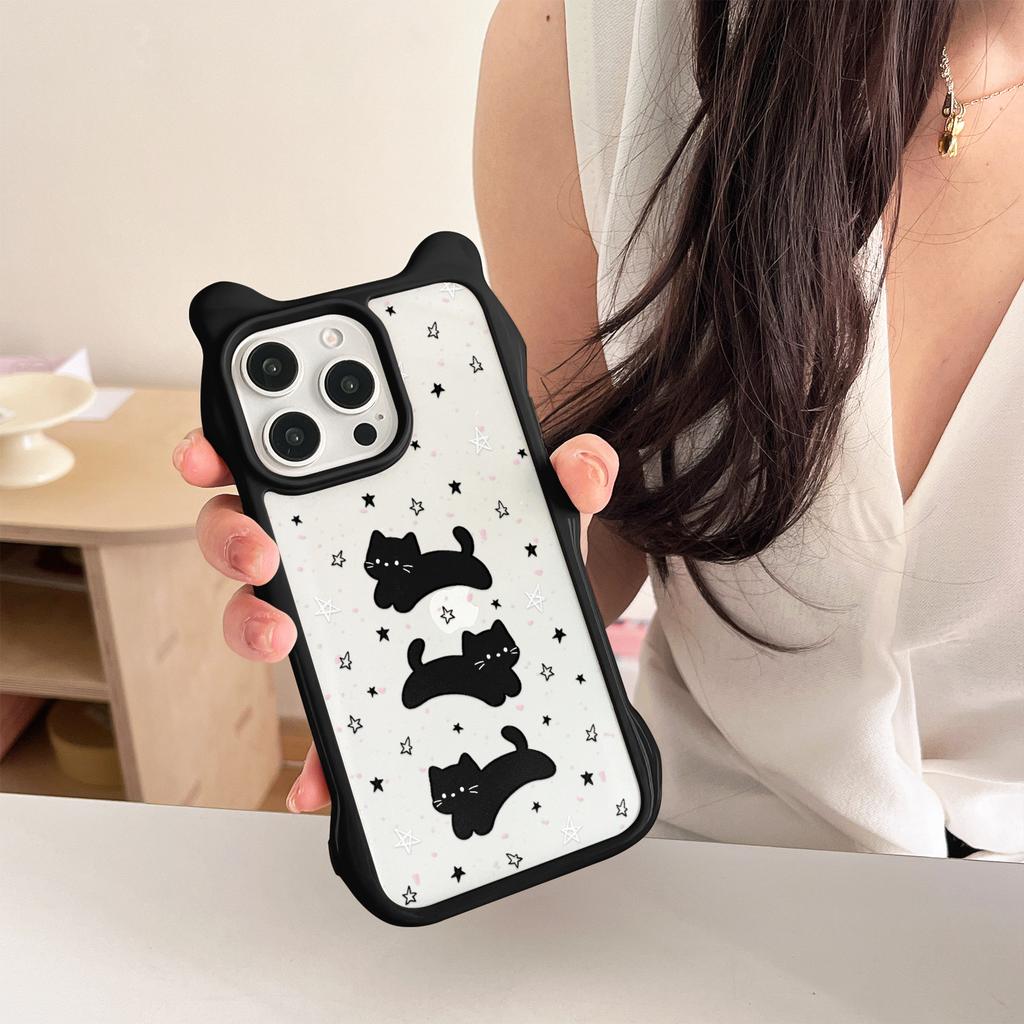 Three Cats Ins Wind iPhone15promax Cute Cat Ears Huawei Apple 14 Pro Mobile Phone Case New Model