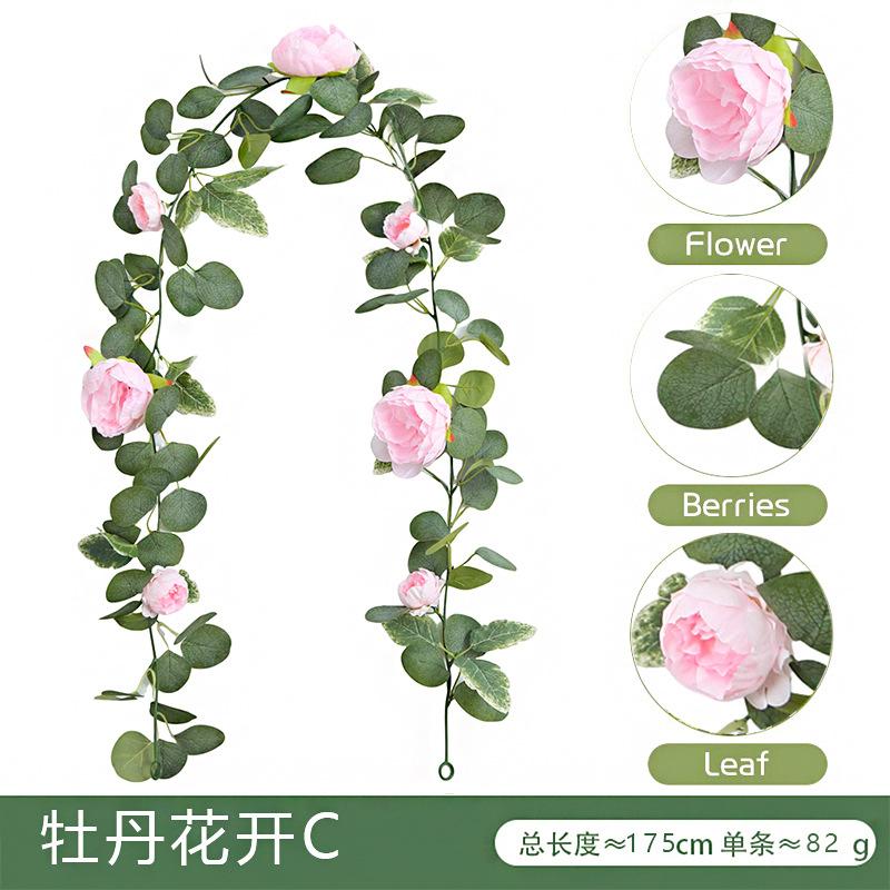 Simulation Rose Vine Home Wedding Wedding Arch Winding Decorative Vine Eucalyptus Leaves Simulation Vine