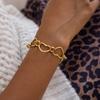 Yori Trendy Simple Hollow Heart Chain OT Buckle Bracelet 18K PVD Plated Statement Waterproof Summer Daily Jewelry Gift