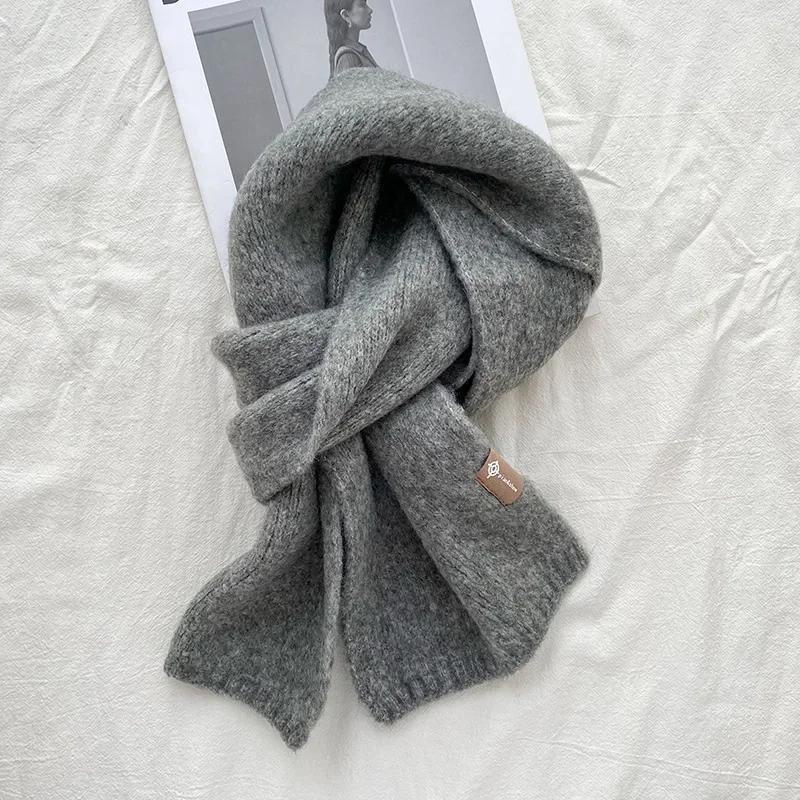 Fashion Cashmere Scarf Winter Warm Thick Comfortable Velvet Convenient Scarf Outdoor Keep Warm Solid Color Simple Scarf