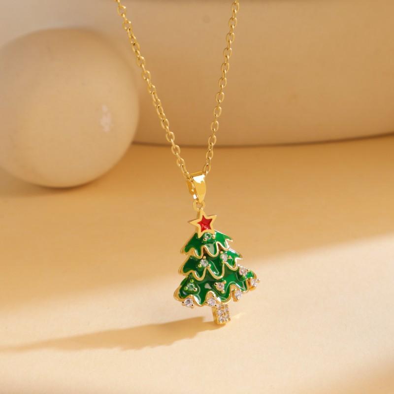 Christmas Necklace Women Titanium Steel Festive Design Trendy Accessory