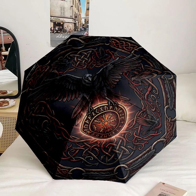 Raven And Celtic Knots Umbrella 8-Frame for Travel, camping, Casual Lightweight Portable Umbrella, Essential for every family Holidays Gift