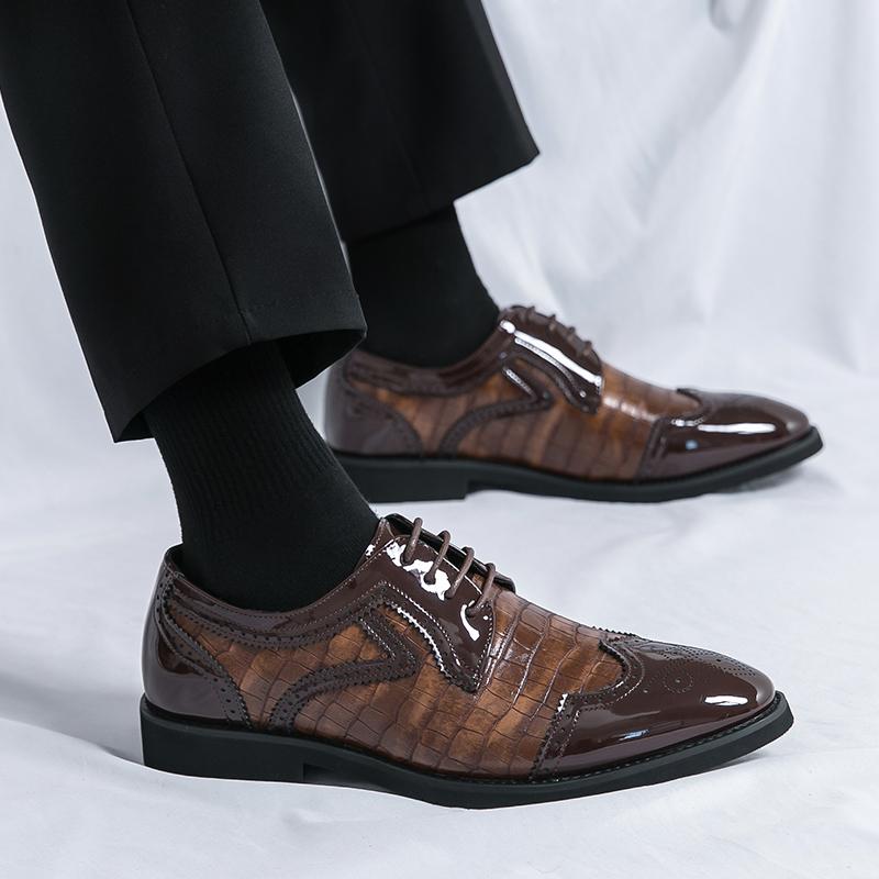 Fashion Derby Shoe Designers Men's Shoes Casual Leather Footwear British Style Business Formal Shoes Lace-up Flat Oxford Evening Dresses