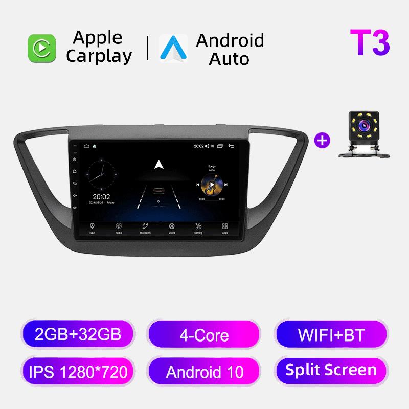 Car Radio Android Auto Carplay For Hyundai Solaris 2017-2020 Multimedia Player Head Unit Stereo GPS Navigation BT WIFI 2+32GB