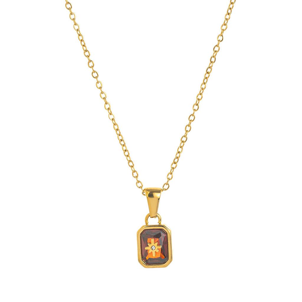 Birthstone Zodiac Necklace With Titanium Steel Pendant For Women And Men Style A