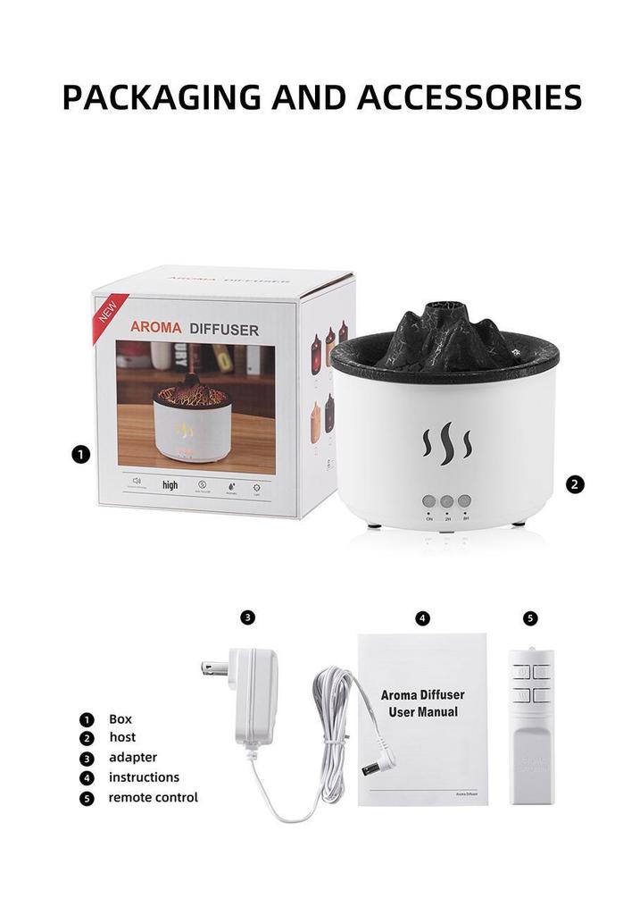Large Capacity Volcano Bubble Ring Aroma Diffuser Humidifier with Crackle Design for Home Use
