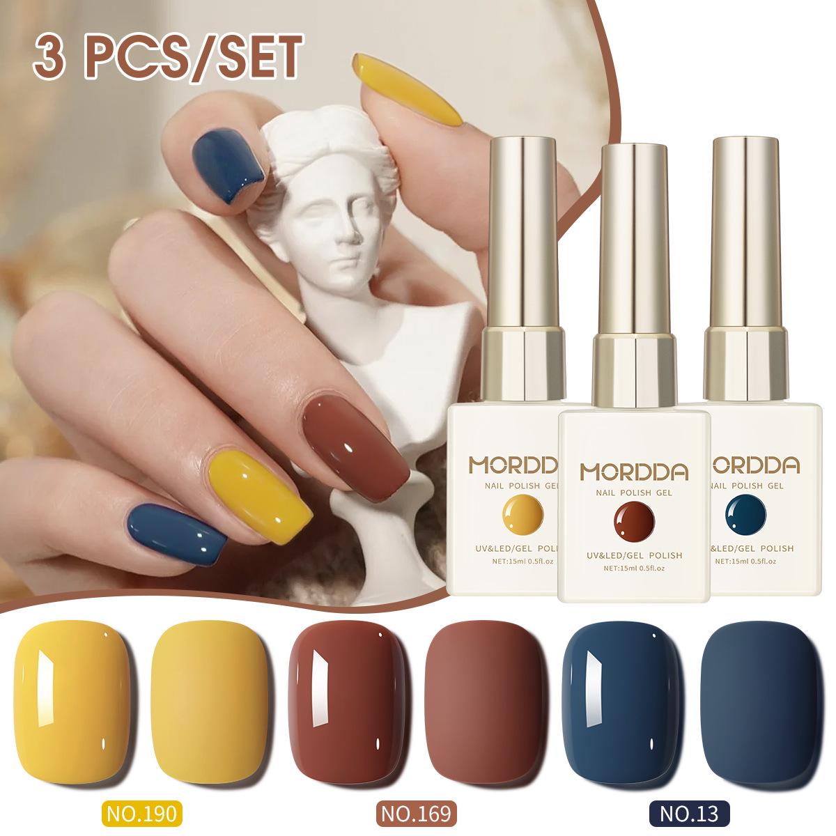 

Nail Gel Set: 2025 Trending Influencer Nail Art - Yellow, Navy Blue, Brown