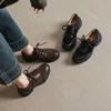 Krazing Pot Suede Round Toe Thick Nottom Lace Up Summer Autumn Leisure Shoes Big Size 42 Women Sneaker
