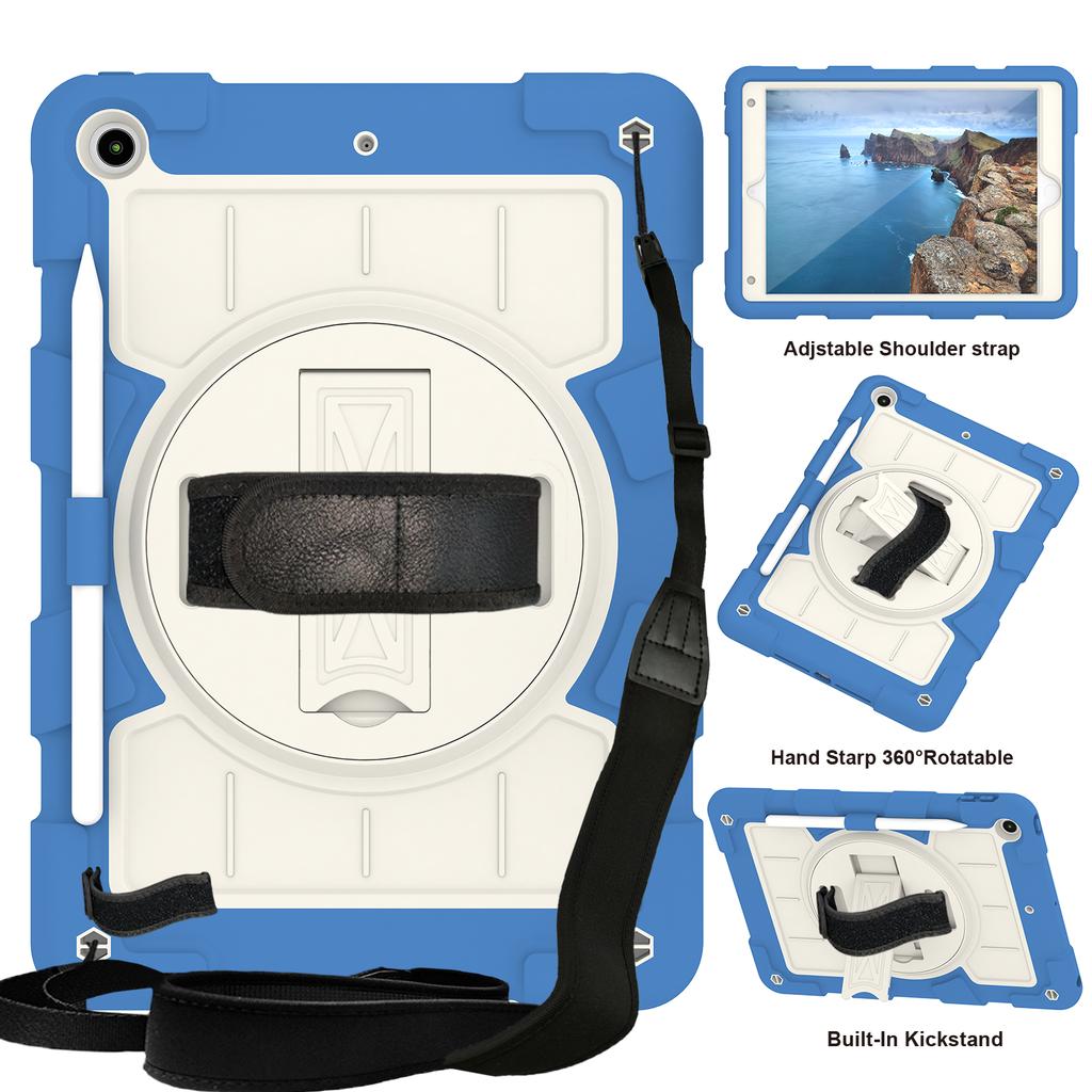 With Shoulder Strap Heavy Duty Case for IPad A16 2025 11th 10.9 2022 10th 10.2 2019 2020 2021 7-8-9th Gen. Rotation Stand Cover