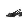 ZA New High-quality Fashion Low-heeled Pointed One-word Buckle Square Buckle Silver Metal Back Strap Sandals Women
