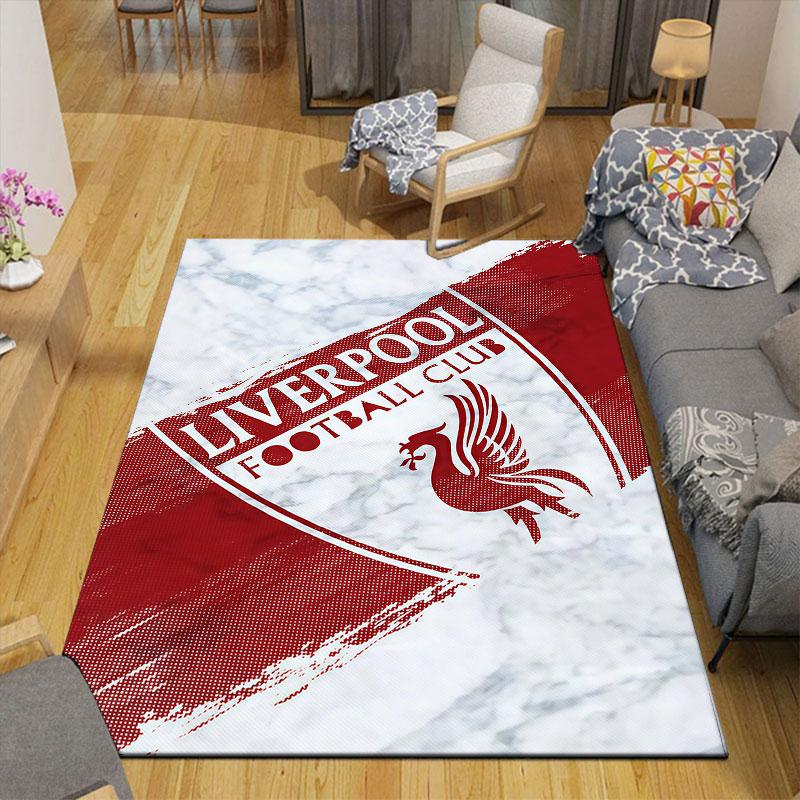 Liverpool Flannel Printed Carpet, Home Sofa Decoration for Living Room & Bedroom, Non‑Slip Play Flannel Floor Mat for Game Room
