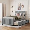Letto imbottito 90 x 190 cm con letto estraibile, letto singolo piatto in tessuto vellutato delicato sulla pelle, letto per bambini, letto per giovani, letto per ospiti (grigio)